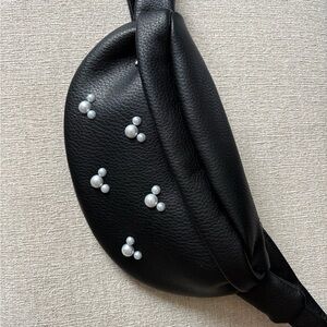 Mickey Black Pearl-Embellished Women's Bag